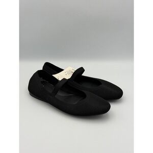 A New Day Black Knit Mary Jane Flats Size 10 Women Elastic Strap NWT